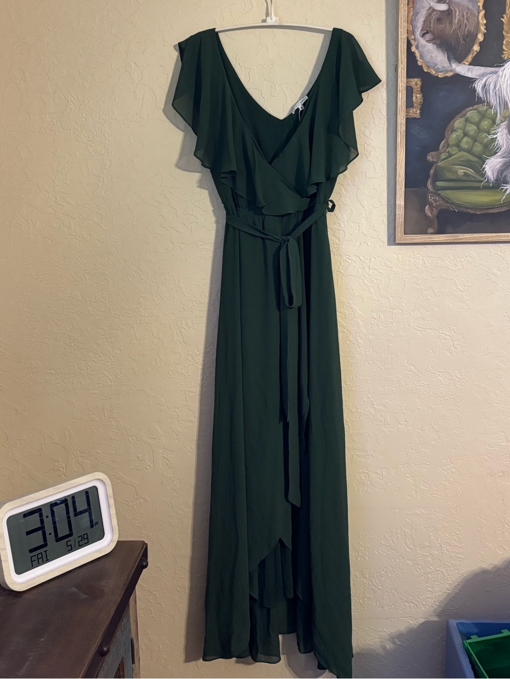 Baltic Born Forest Green Ruffle Wrap Maxi Dress
